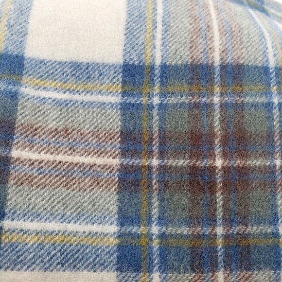 Pringle Weavers Wool Scarf Tartan Plaid Blue Ivory Preppy Eclectic Grandpa NOS - Picture 3 of 7